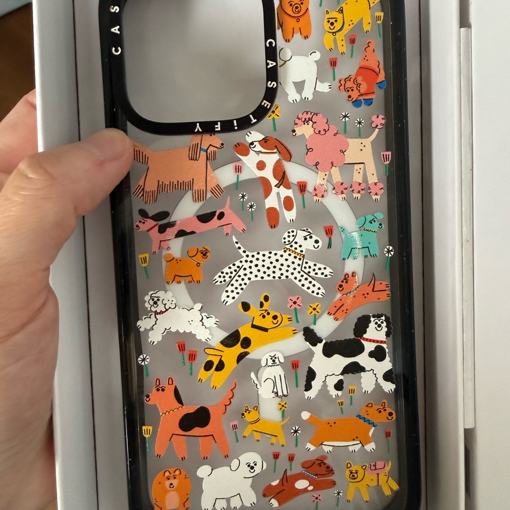 Casetify Clear Black Dog Print Impact Case